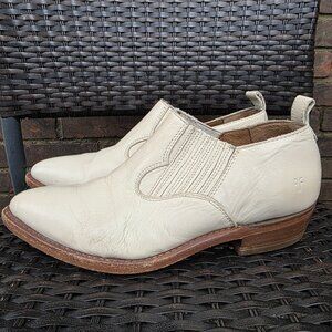 Women's Cream Leather Ankle Boots